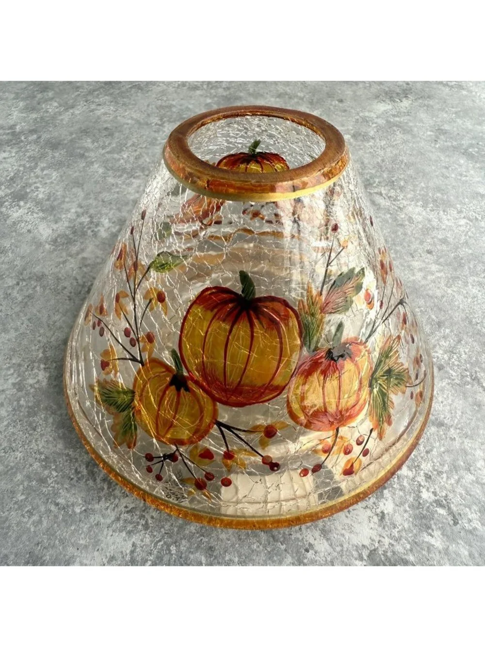 Yankee Candle Jar Shade Crackle Glass Pumpkin & Autumn Leaves Fall 2012